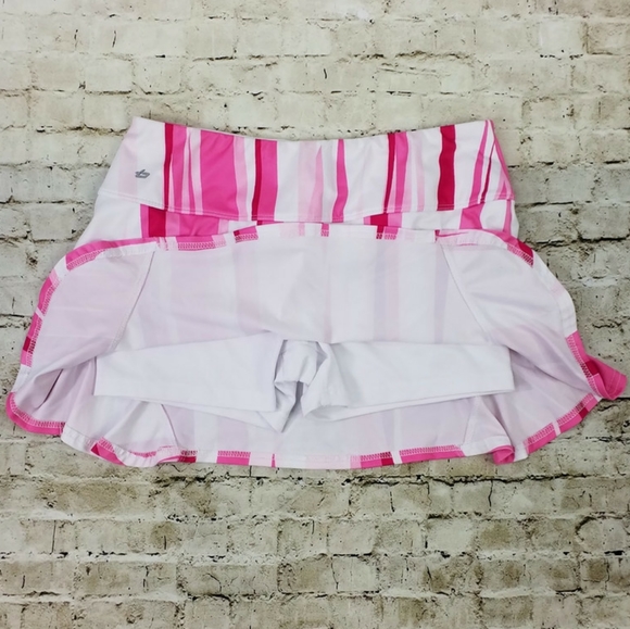 Bolle High Performance Pink White Stripe Athletic Skirt W/Shorts Womens Medium - Picture 2 of 14
